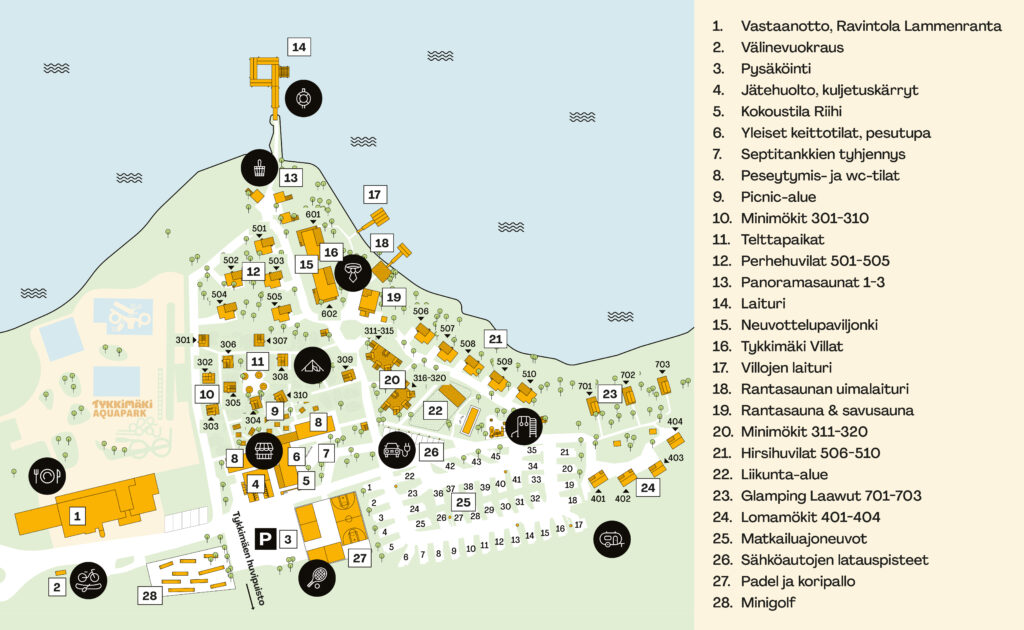 Tykkimäki Resort aluekartta